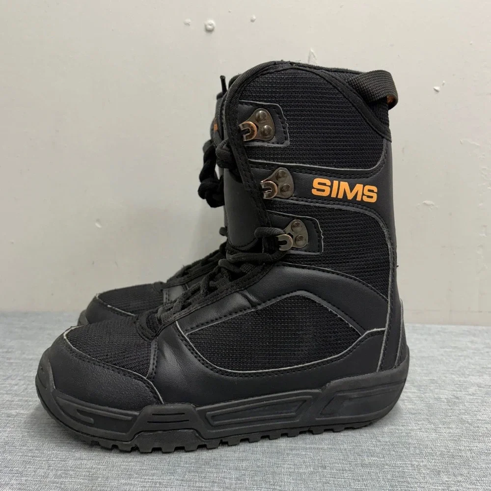 Sims Snowboard Boots Kids Size 4 Black Orange Lace Up Winter Sports V84
